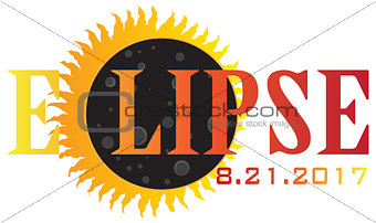 2017 Solar Eclipse Text Abstract Illustration