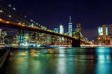 Brooklyn Bridge and Manhattan Skyline Night, New York City