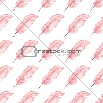 Seamless pattern with pink feathers