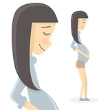 Cute pregnant woman. Cartoon character. Waiting for baby vector illustration.