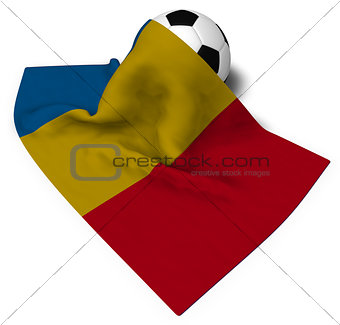 soccer ball and flag of romania - 3d rendering