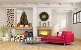 Living room with christmas decorations