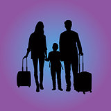 traveling family at the airport