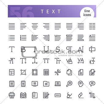 Text Line Icons Set