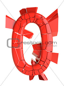 Futuristic red cracked number. 3D illustration