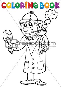 Coloring book detective theme 1