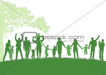 Cheerful parents group with children