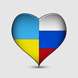 Russian and Ukrainian flags in heart