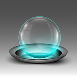 Transparent sphere on plate