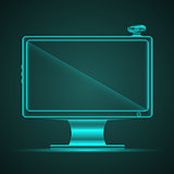 Turquoise neon computer