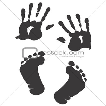Children's handprint and footprint