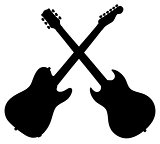 Black silhouettes of electric guitars