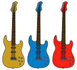 Three color electric guitars