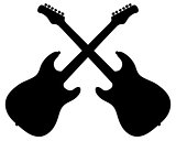 Black silhouettes of electric guitars