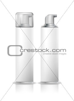 Shaving foam cosmetic bottle sprayer. White spray container mock up. vector illustration. Container with gel for shaving.