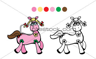 Horse.Color, black and white. Vector