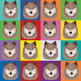 Illustration with wolves in pop art Andy Warhol style 