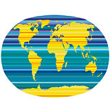 Planet Earth with yellow and blue stripes