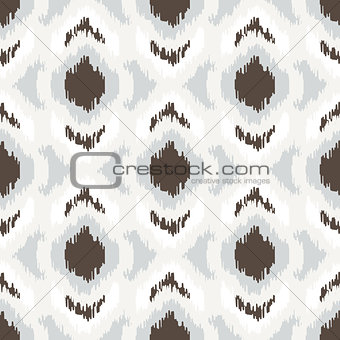 Ikat geometric seamless pattern. White and brown collection.
