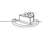 Continuous line drawing of piece cake