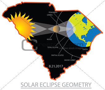 2017 Solar Eclipse Geometry Across South Carolina Cities Map Ill
