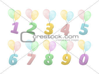 set of volume numbers on balloons