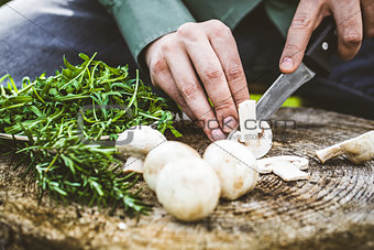 Preparing food on wood