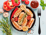 Grilled chicken sausages top view