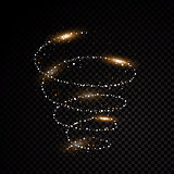 Golden particle abstraction spiral black background