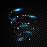 Blue particle abstraction spiral black background