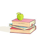 Several bright books on a white background