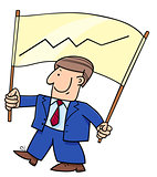 cartoon businessman and banner with chart