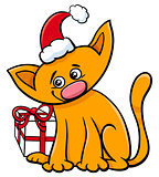 cartoon cat with Christmas present