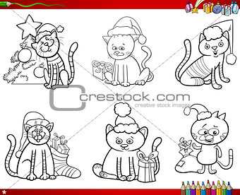 cats on Christmas set coloring book