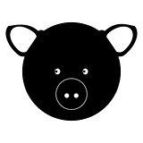 Pig head  the black color icon .
