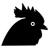 Rooster head  the black color icon .