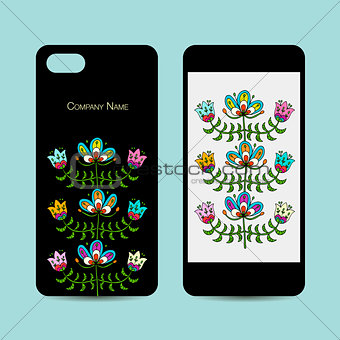 Mobile phone design, folk style floral background