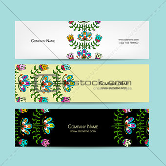 Banners design, folk style floral background