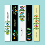Banners design, folk style floral background