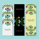 Banners design, folk style floral background