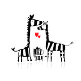 Zebra family, sketch for your design