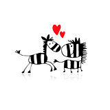 Zebra couple in love, sketch for your design