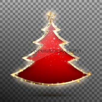 New Year red tree made of glass and stars. EPS 10 vector