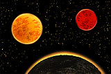 Exoplanets or extrasolar planets.  illustration.