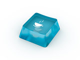 Coffee cup symbol on keyboard button. 3D rendering