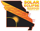 2017 Solar Eclipse Across Missouri Cities Map Illustration