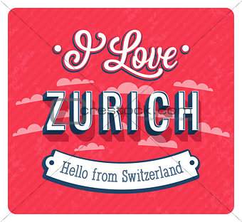 Vintage greeting card from Zurich - Switzerland.