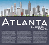 Atlanta Skyline with Gray Buildings, Blue Sky and Copy Space. 