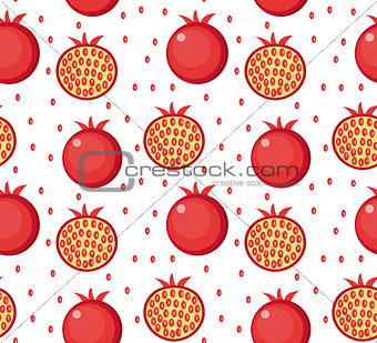 Pomegranate seamless pattern. Garnet fruit endless background, texture. Fruits background. Vector illustration.