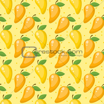 Mango seamless pattern, endless background, texture. Fruits background Vector illustration.
